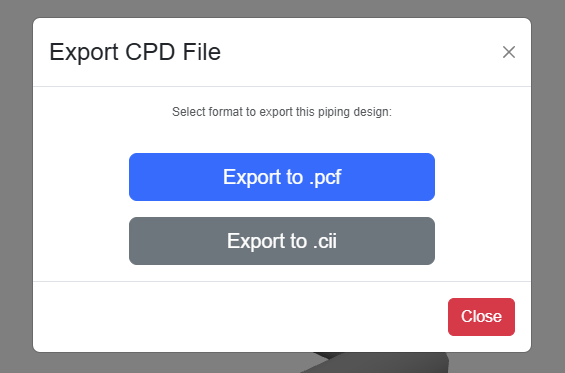 CPD export controls for PCF and CII files.