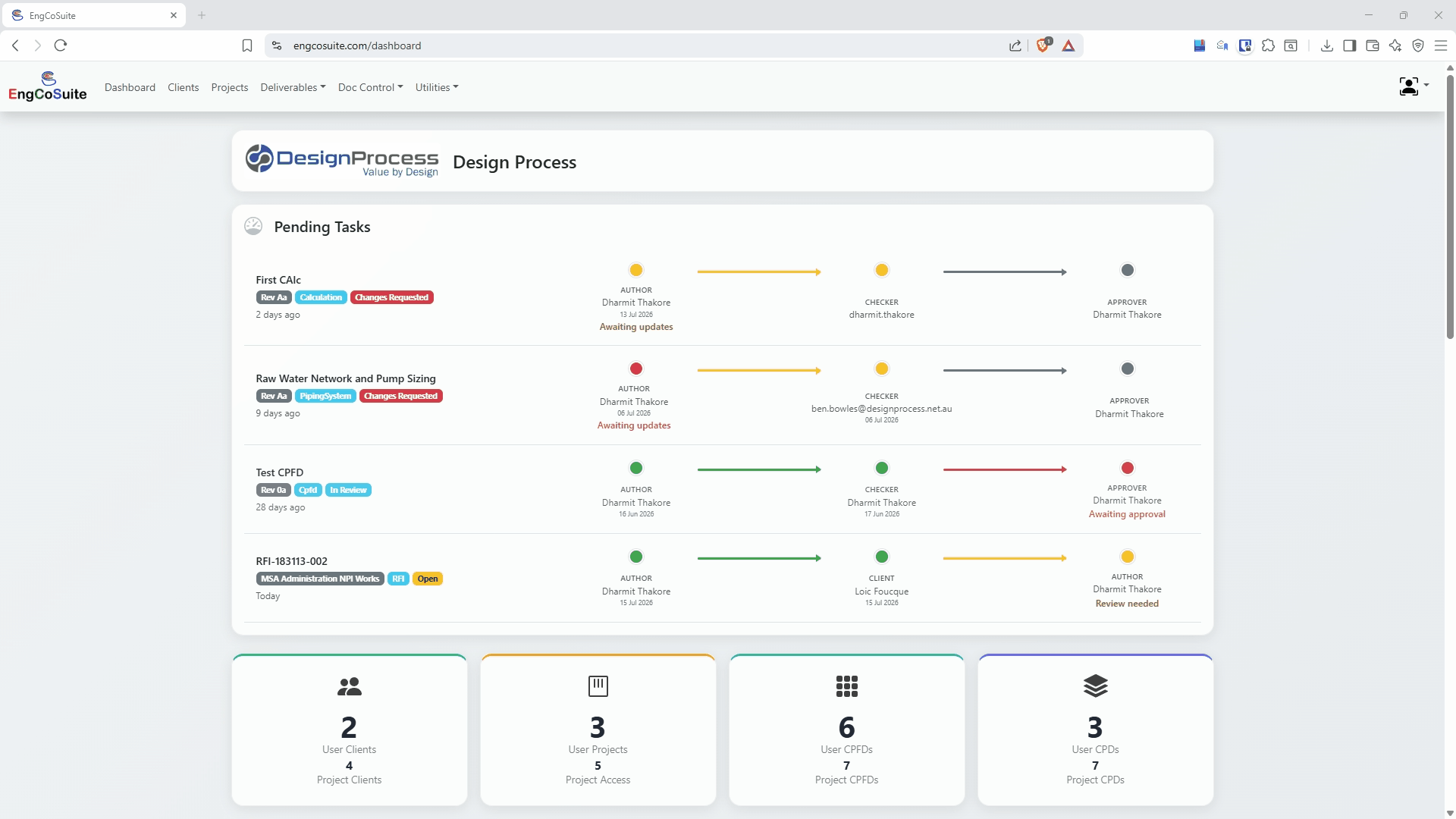 EngCoSuite Dashboard