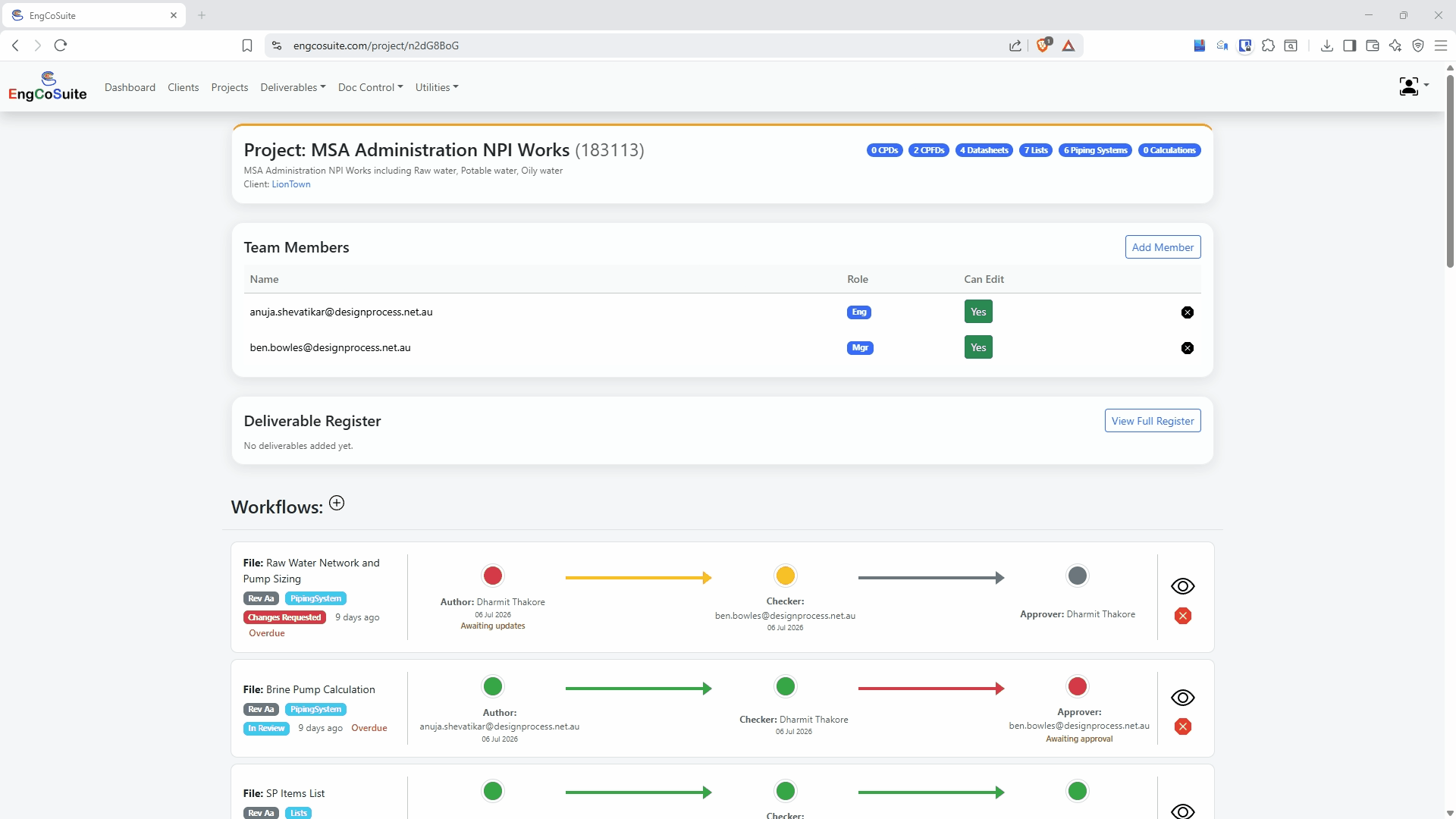 Project Management screenshot